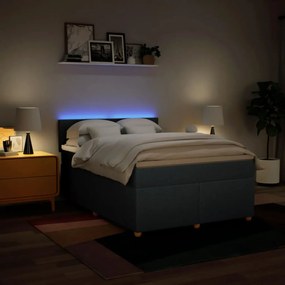 Cama com molas/colchão 140x200 cm tecido azul