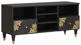 vidaXL Gabinete para TV Preto 100 x 33 x 46 cm Madeira de manga maciça