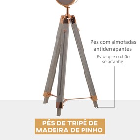 Candeeiro de Pé com Tripé de Madeira Suporte para Lâmpada E27 Máx. 25W IP20 Altura Ajustável Interruptor de Pé Candeeiro de Pé para Sala de Estar Dorm