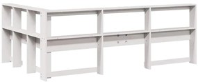 Estante cabeceira forma de L 120 cm madeira pinho maciça branco