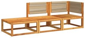 3 pcs conjunto de sofás de jardim com almofadões acácia maciça
