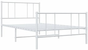 Estrutura de cama com cabeceira e pés 75x190 cm metal branco