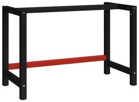 Estrutura banco de trabalho 120x57x79 cm metal preto e vermelho