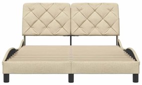 Estrutura de cama sem colchão 140x200 cm tecido cor creme