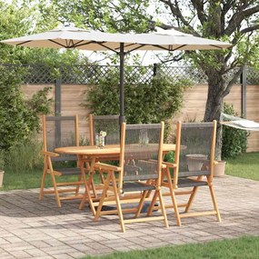 vidaXL Conjunto de Jantar de Jardim de 5 Peças em Cinza com Madeira de Acácia e Rattan Sintético