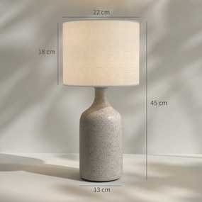 Candeeiro de mesa com base em cerâmica e abajur em linho, candeeiro de cabeceira retro com casquilho E27, branco e areia