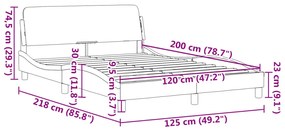 Estrutura cama c/ cabeceira 120x200cm couro artificial castanho