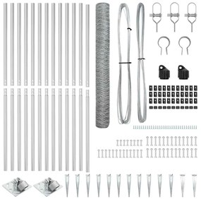 Conjunto de Cercas Conjunto de 2 Aço galvanizado 25 x 1,2 m