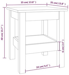 Mesa de centro 35x35x40 cm madeira de pinho maciça cinzento