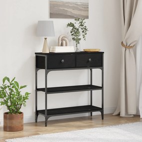 Mesa de Console vidaXL Madeira de Carvalho Preto 72,5x25x75 cm Madeira e Aço