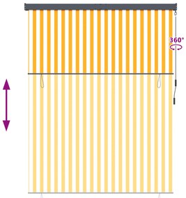 Cortina Rolô Exterior laranja e branco 220 x 250 cm tecido