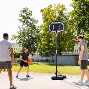 Cesto de Basquetebol para Exterior Altura Ajustável 160-210 cm com Rodas e Base Preenchível 76x48x254 cm Preto