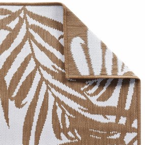 Tapete de exterior c/ design reversível castanho/branco