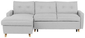 Sofá-cama de canto à direita com 4 lugares e arrumação em tecido cinzento claro FLAKK Beliani