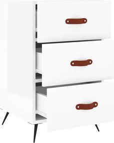 Mesa de cabeceira 40x40x66cm derivados madeira branco brilhante