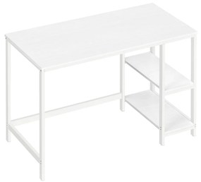 Mesa de computador VASAGLE, escrivaninha com 2 prateleiras à esquerda ou à direita, mesa de trabalho para escritório e sala de estar, estrutura de aço, moderna, branco bordo LWD047W44