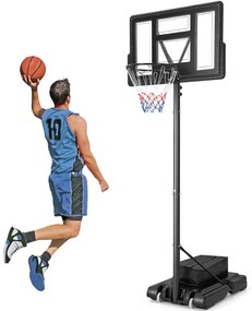 Cesto de basquetebol portátil com 11 níveis de altura ajustável com 110 cm de tabela Base almofadada Saco de peso para crianças