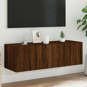 vidaXL Móvel de parede p/ TV c/ luzes LED 100x35x31 carvalho castanho