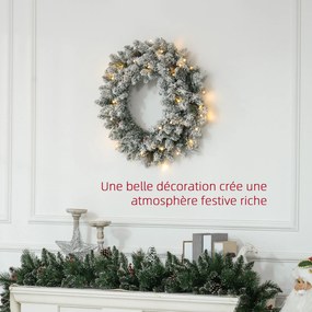 Grinalda de Natal para Porta, 60 x 60 x 10 cm, Luzes LED com Temporizador, Verde