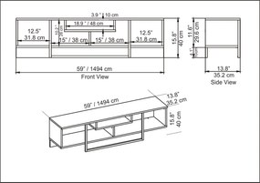 Móvel TV Asal – Branco e Dourado – 150x35,2x40 cm