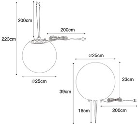 Candeeiro suspenso moderno para exterior branco 25 cm IP65 - Nura Moderno