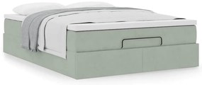 Estrutura de cama otomana com colchão 140x190 cm cinzento claro