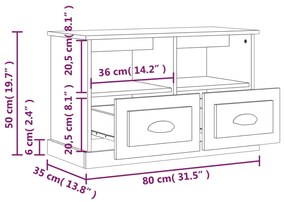 Móvel de TV 80x35x50 cm derivados de madeira cinzento sonoma