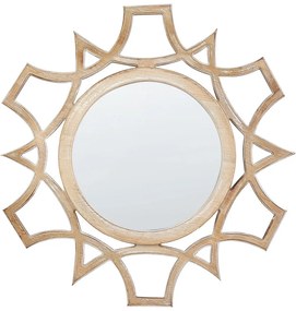 Espelho de parede redondo em madeira clara ø 60 cm ZAPOPAN Beliani