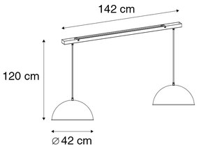 Candeeiro suspenso industrial preto/ouro 2-luzes - MAGNAX Industrial