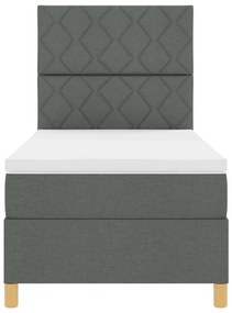 Cama Box Spring com Colchão &amp; LED Cinza Escuro 90x200 cm Tecido