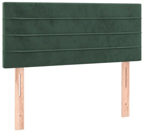 Cama boxspring com colchão 120x190 cm veludo verde-escuro