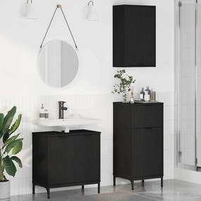 vidaXL Conjunto de Móveis para Banheiro 3 pcs Preto 39.5 x 36 x 88 cm