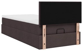 Cama otomana com colchão 90x200 cm tecido castanho escuro