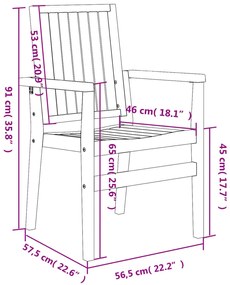 Cadeiras de jardim empilháveis 2 pcs 56,5x57,5x91cm teca maciça