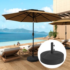 Base para Chapéu de Sol Redonda Suporte para Chapéu de Sol Preenchível com Água 25L ou Areia 30kg Ø56x40 cm Preto