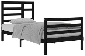 Estrutura de cama 90x200 cm madeira maciça preto