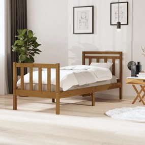 vidaXL Estrutura de cama solteiro 90x190cm madeira maciça castanho mel