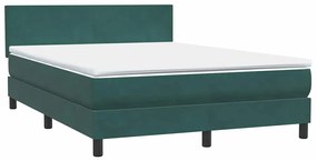Box Cama primavera com Colchão Verde Escuro 140x210 cm Veludo