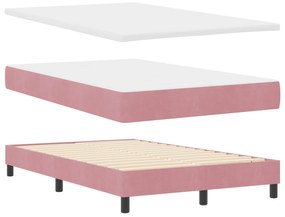 Cama Box Spring com Colchão Rosa 120x200 cm Veludo
