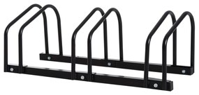 HOMCOM Suporte Estacionamento 3 Bikes Aço Robusto Interior Exterior Seguro 76x33x27cm Preto