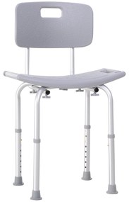 HOMCOM Cadeira para Duche Antiderrapante com Altura Ajustável em 8 Níveis Cadeira de Banho 50,6x43x71-88 cm Cinza