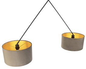 Candeeiro de suspensão com tons de veludo taupe com ouro 35 cm - Blitz II preto Country / Rústico,Rústico