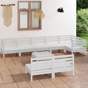 vidaXL 9 pcs conjunto lounge de jardim pinho maciço branco