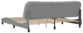 Estrutura de cama sem colchão 200x200 cm tecido cinzento-claro