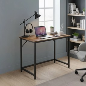 Secretária de escritório estreita com design industrial 80 x 50 x 75 cm castanho vintage-preto