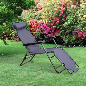 ® Espreguiçadeira dobrável Cadeira reclinável para exterior 178x60x29cm cinza