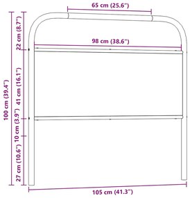 Cabeceira de cama 100 cm derivados madeira/aço carvalho sonoma