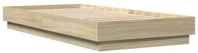 Estrutura de cama com luzes LED 90x200 cm carvalho sonoma