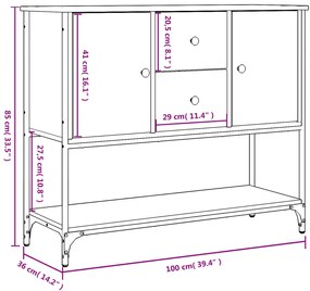 Aparador 100x36x85 cm derivados de madeira cinzento sonoma