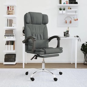 349742 vidaXL Cadeira massagens escritório reclinável tecido cinzento-escuro